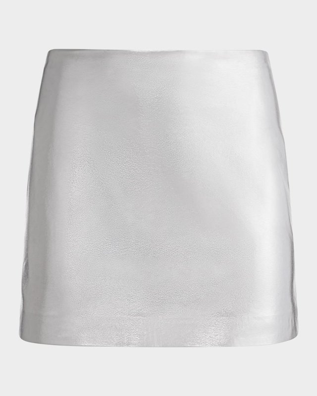 Elana Metallic Vegan Leather Mini Skirt